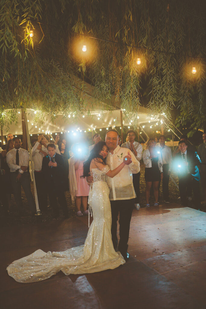 father and daughter first dance, garden wedding 